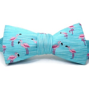 Flamingo bowtie, Pink flamingos, flamingo gift, tropical bowtie, Turquoise bowtie, Summer bowtie, bird bowtie, beach bowtie