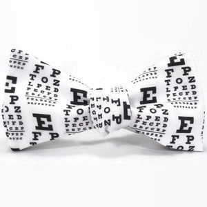 Optometrist bowtie, Eye chart bow tie, Optometry gift, Eye doctor bowtie, black and white