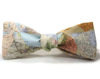 world map bowtie, map bowtie, maps of the world, wedding bowtie, world traveler gift, geography bowtie, teacher bowtie, travel bowtie,