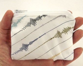 Seismograph zipper pouch, seismology card wallet, earthquake coin purse, seismic waves, richter scale, earth science, accessory, geology