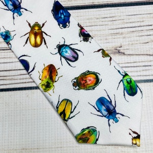 Jewel bugs necktie, Entomology tie, Science tie, beetle necktie, Scutelleridae, shield bugs, natural science, insect tie image 3