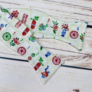 Mahjong bowtie, Mahjong gift, Mah jong tiles, game bowtie, Mahjong tie, Mah Jong gift, Chineese game bowtie self-tie