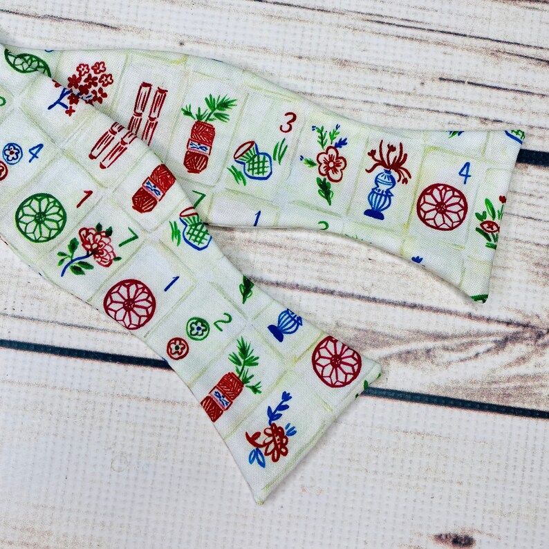 Mahjong bowtie, Mahjong gift, Mah jong tiles, game bowtie, Mahjong tie, Mah Jong gift, Chineese game bowtie self-tie