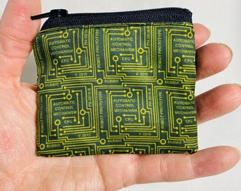 circuit board pouch, computer wallet, motherboard zipper pouch, circuit wallet, change purse, circuit coin purse, lunch money pouch