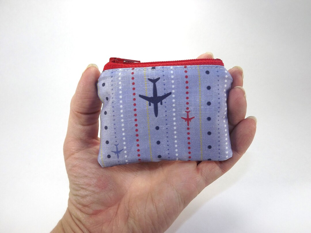 Air Plane Zipper Pouch, Pilot Bag, Flight Coin Purse, Change Purse