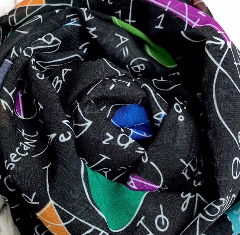 Geometry infinity scarf, Math scarf, geometry gift, black chiffon scarf, math accessory, math teacher gift, graduation gift, geometry proofs image 5