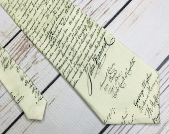 Declaration of Independence necktie, American History gift, United States accessory