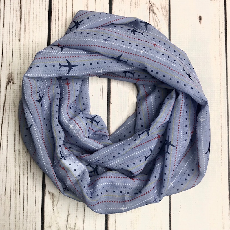 Airplane scarf, pilot gift, infinity scarf, flight attendant gift, pilot gift for woman, travel gift, air plane accessory, flight scarf image 2