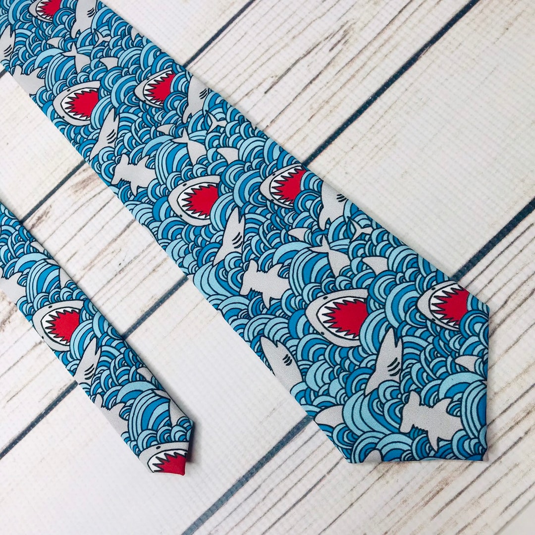 Shark Necktie, Shark Bite Tie, Shark Tie, Ocean Tie, Shark Accessory ...
