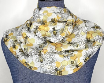 Bee scarf, honey bee gift, bee keeper gift, beehive costume, infinity scarf, bee lover gift, bee gifts for woman, chiffon scarf