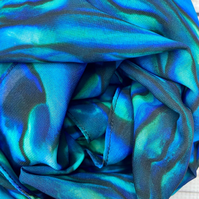 Abalone scarf, Blue abalone, Paua shell scarf, abalone shell, flata scarf, abalone gift, chiffon scarf, abalone wedding, ocean scarf image 5