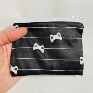Monedero con cremallera para videojuegos, tarjetero de rayas, monedero en blanco y negro, monedero para mando de videojuegos, monedero para videojuegos