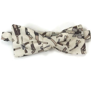 Gun bowtie, machine gun bowtie, pistol bowtie, revolver bowtie, gun gift, 2nd amendment, gun owner bowtie, mens bowtie, guns bowtie, gun image 2