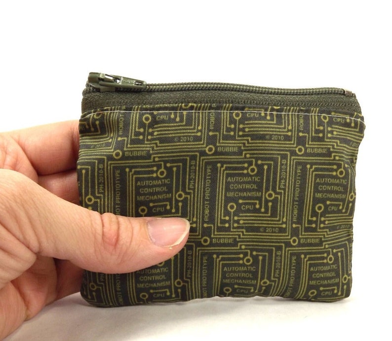 circuit board pouch, computer wallet, motherboard zipper pouch, circuit wallet, change purse, circuit coin purse, lunch money pouch image 1