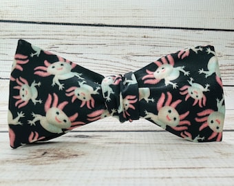 Axolotl bowtie, axolotl gift, cute axolotl, pink axolotl necktie, axolotl accessory, biology gift, zoologist, mens bowtie, womans bowtie,