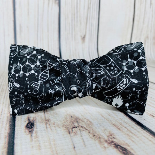 Chemistry bowtie, Physics bowtie, Science bowtie, black and white, scientist, science teacher, gift, accessory