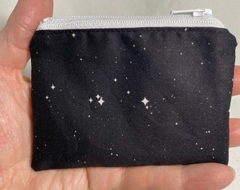 Space zipper pouch, stars coin purse, stars zipper pouch, universe accessory, change purse, astronaut gift, teacher gift, astronomy bag