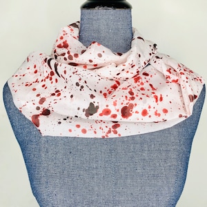 Blood splatter scarf, blood splatter, crime scene infinity scarf, chiffon infinity scarf, hemotologist gift, phlebotomy gift, zombie cosplay