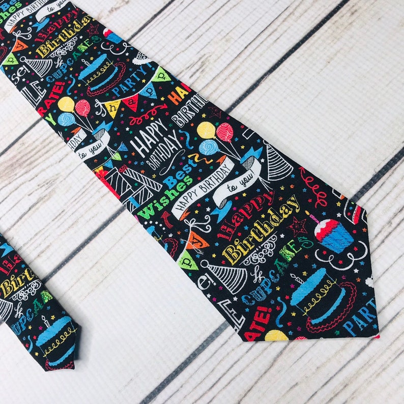 Celebration necktie mens birthday party birthday gift Party tie Birthday tie birthday party accessory Happy Birthday tie