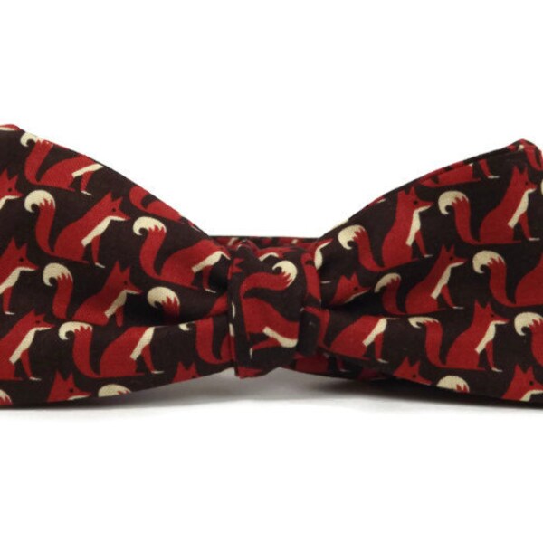 Fox bowtie, fox bow tie, fox accessory, foxy bowtie, fox tie, mens tie, SELF TIE bowtie, animal bowtie, fox gift, mens fox, fox