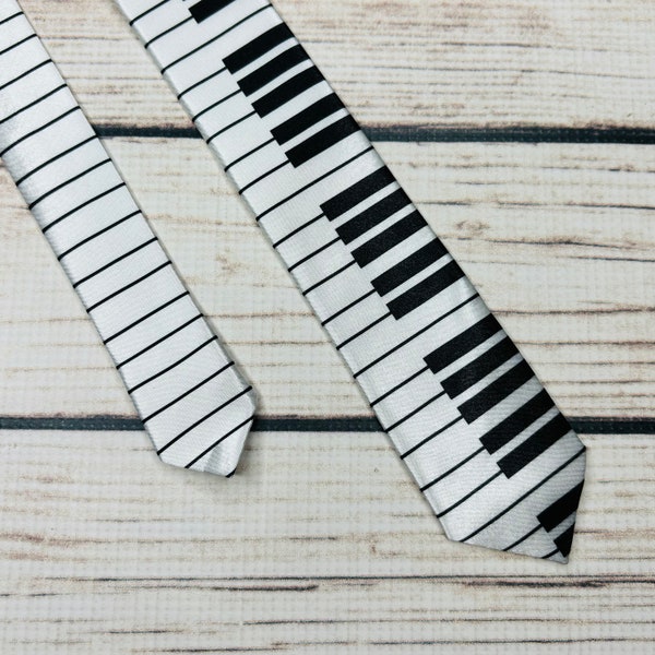 Piano necktie, Music necktie, piano keys tie, pianist gift, black and white, 2-inch wide skinny tie, music teacher gift, piano recital tie