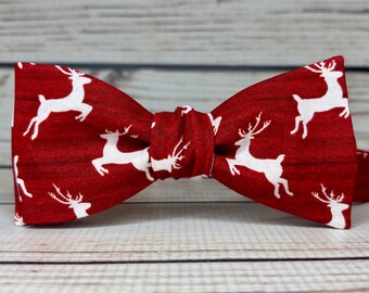 Reindeer bowtie, bright white, reindeer silhouette, christmas bowtie, winter bowtie
