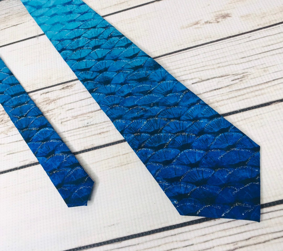 Mermaid Necktie, Fish Scales Necktie Merman Tie, Blue Mermaid, Mint ...
