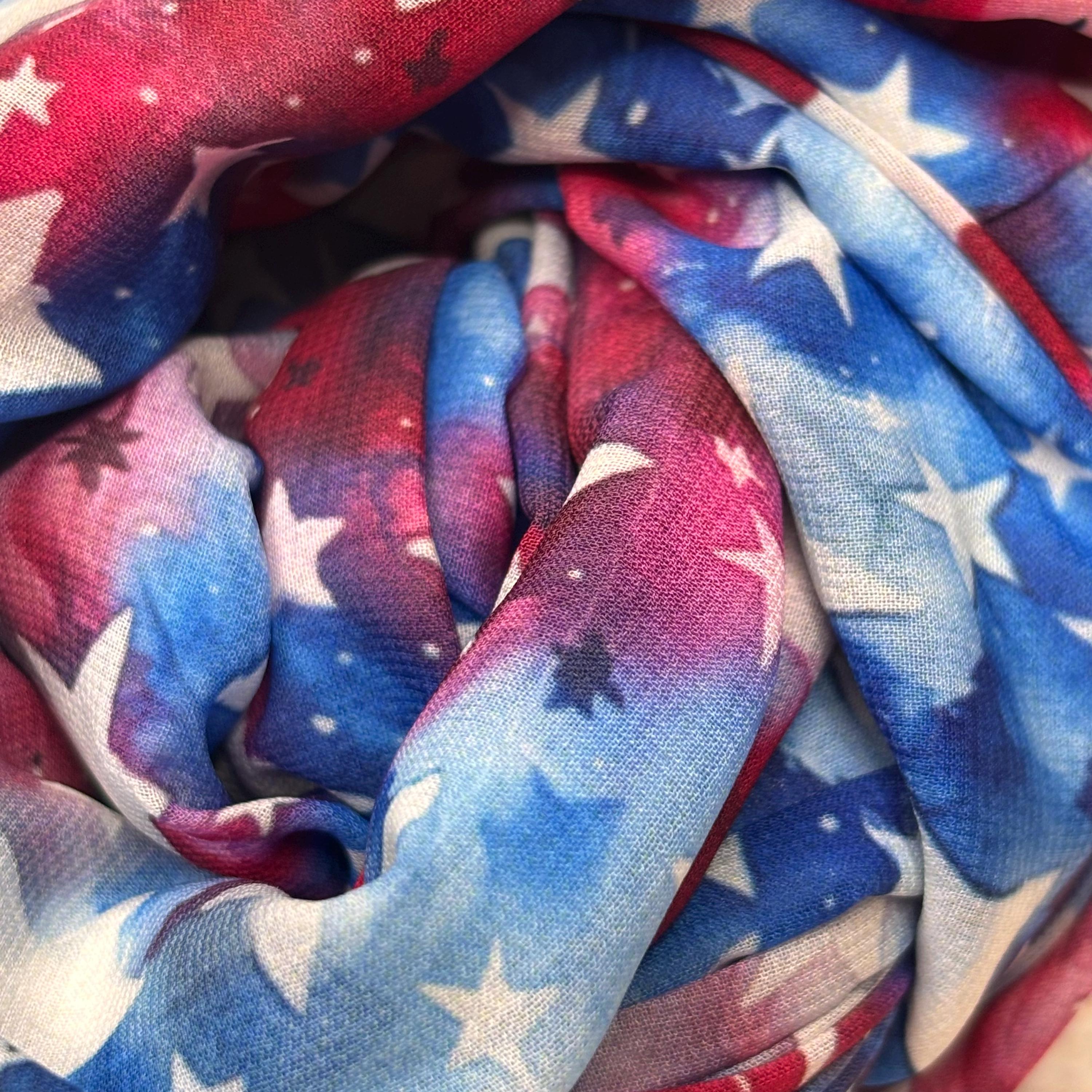 Red White and Blue Stars Scarf, Watercolor American Flag Abstract, 4th ...
