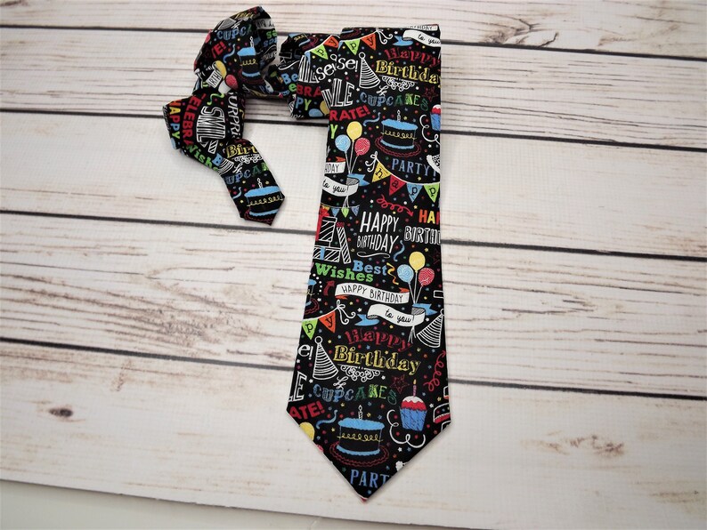 Celebration necktie mens birthday party birthday gift Party tie Birthday tie birthday party accessory Happy Birthday tie