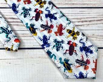 Poison Dart Frog tie, Colorful frog tie, Biology teacher tie, biology gift, frog gift, frog lover, tree frog necktie, rain forest gift