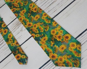 Monet Sunflower necktie, sunflower tie, Claude Monet, Art tie, painting tie, sunflower gift, sunflower accessory, sunflower painting