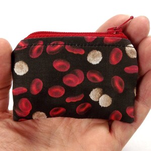 blood cell zipper pouch, tiny pouch, platelet coin purse, medical pouch, blood platelet, phlebotomist acccessory, white blood cells