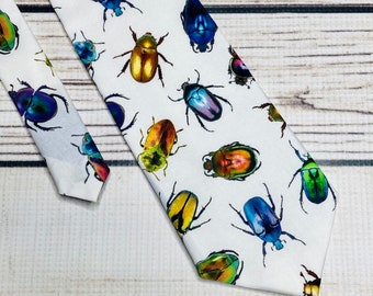 Jewel bugs necktie, Entomology tie, Science tie, beetle necktie, Scutelleridae, shield bugs, natural science, insect tie