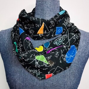 Geometry infinity scarf, Math scarf, geometry gift, black chiffon scarf, math accessory, math teacher gift, graduation gift, geometry proofs image 7
