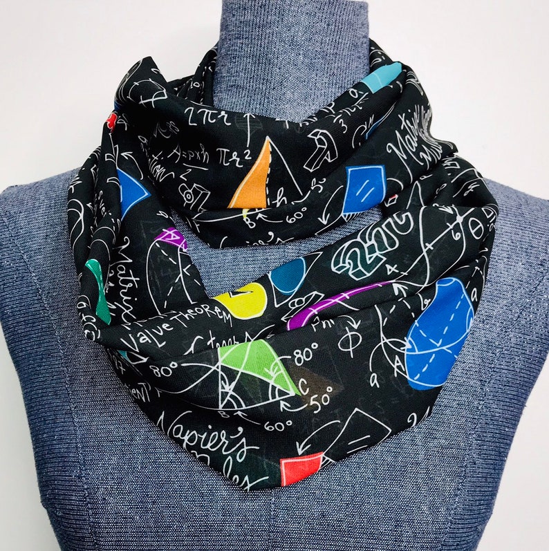 Geometry infinity scarf, Math scarf, geometry gift, black chiffon scarf, math accessory, math teacher gift, graduation gift, geometry proofs image 7