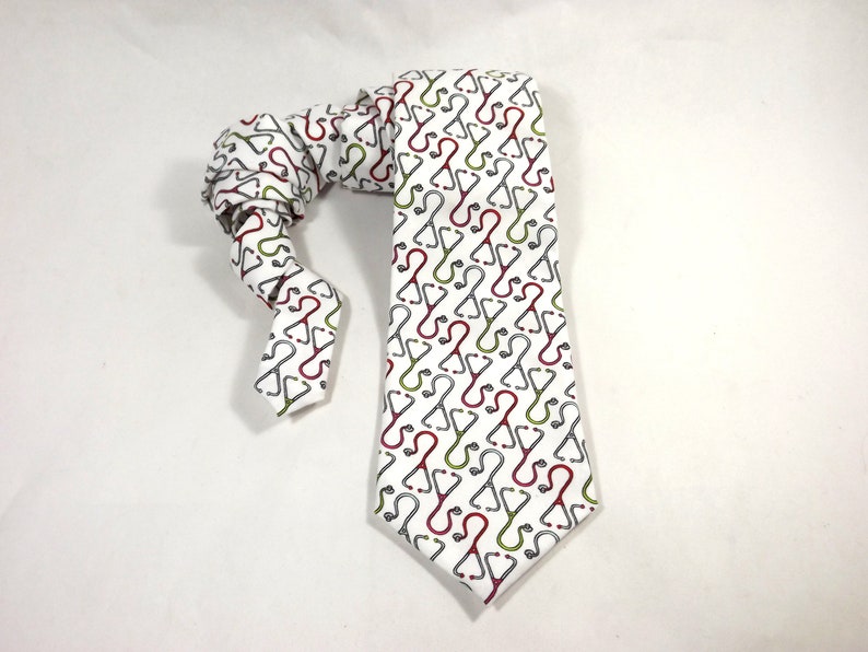 Stethoscope tie, Doctor Tie, Medical tie, nurse gift, doctor accessory, doctor gift, doctor graduation, medical necktie, medical gift image 3