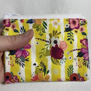 Bolsa con cremallera floral, billetera con tarjetero, monedero con rayas blancas y amarillas, cartera con flores, monedero con rayas, bolso de mano floral
