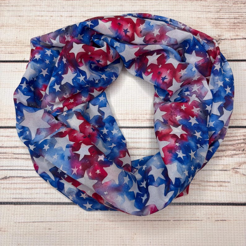 Red White and Blue Stars Scarf, Watercolor American Flag Abstract, 4th ...