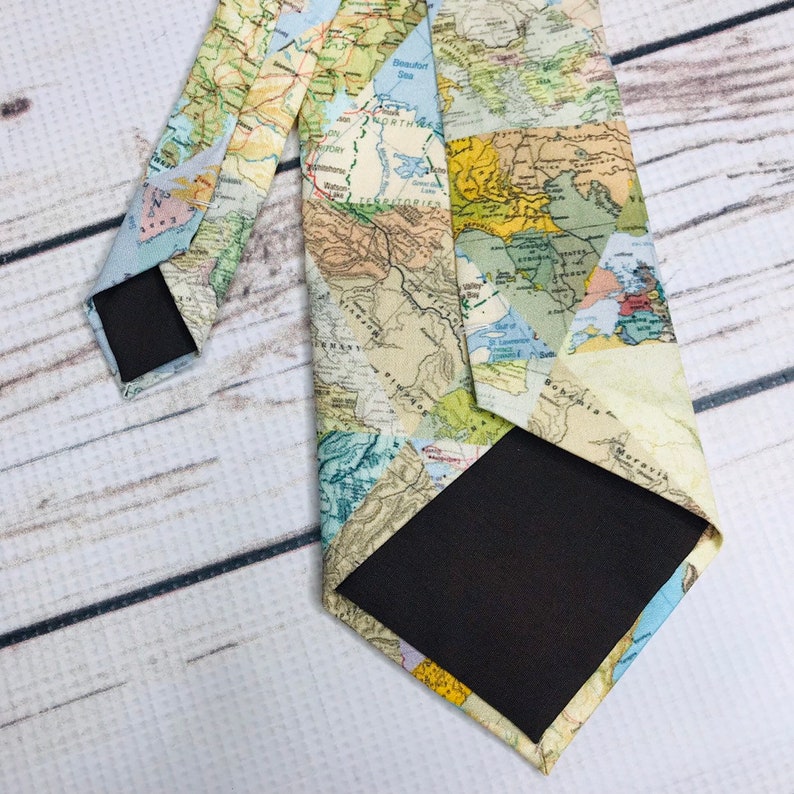 World Map Necktie, Map accessory, World traveler gift, map collage, geography gift, teacher tie, teacher gift, map art, map print image 8