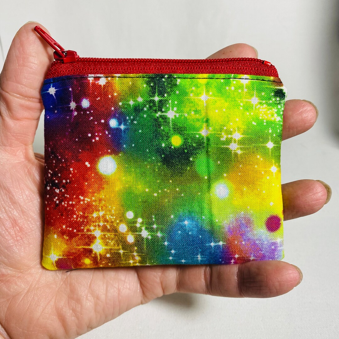 Rainbow Galaxy Bag, Space Wallet, Stars Zipper Pouch, Astronomy Bag