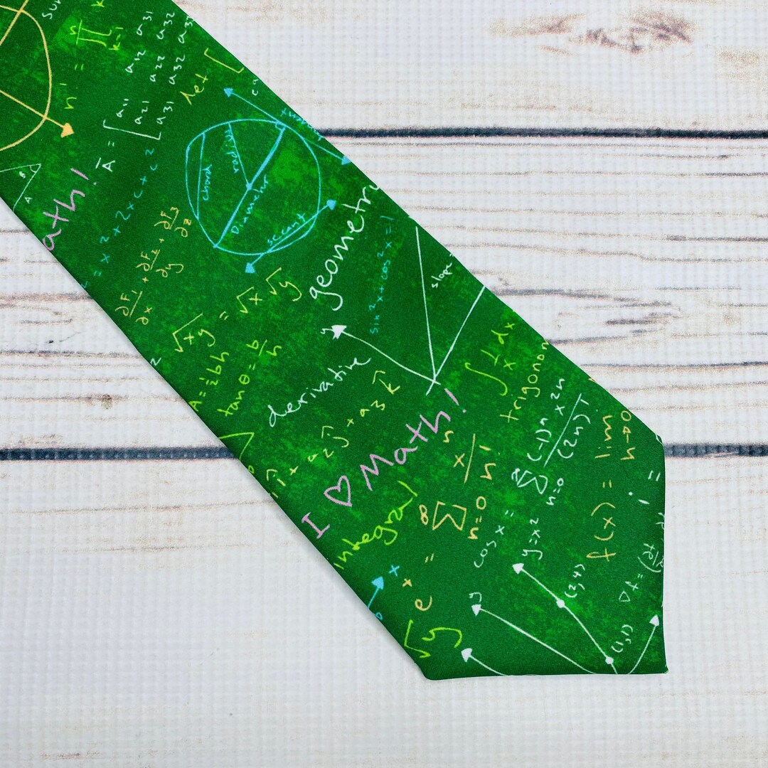 Green Chalkboard Math Tie, Geometry Tie, Equation Tie, Math Teacher Tie ...