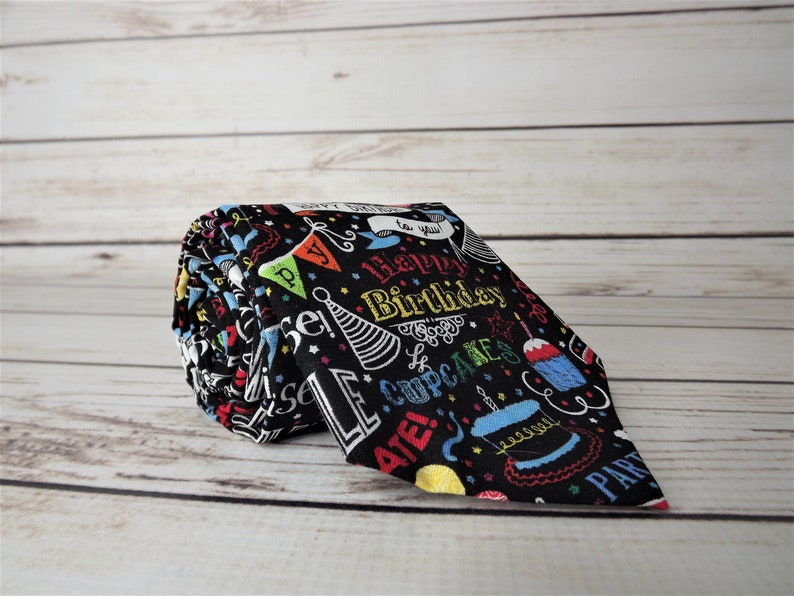Celebration necktie mens birthday party birthday gift Party tie Birthday tie birthday party accessory Happy Birthday tie