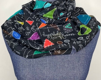 Geometry infinity scarf, Math scarf, geometry gift, black chiffon scarf, math accessory, math teacher gift, graduation gift, geometry proofs