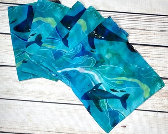 Watercolor Whale Scarf, Underwater ocean, whale shadow, watercolor chiffon, Whale lover gift, ocean scarf, whale scarf, flat scarf