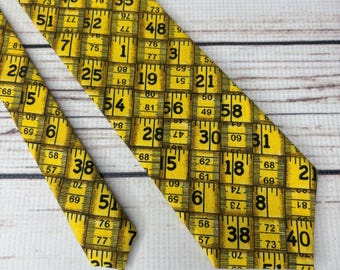 Measuring tape necktie, Construction foreman tie, tradesman accessory