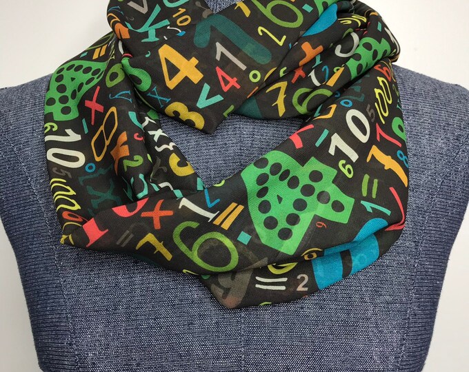 Numbers Scarf, Math Teacher Gift, Infinity Scarf, Math Accessory ...