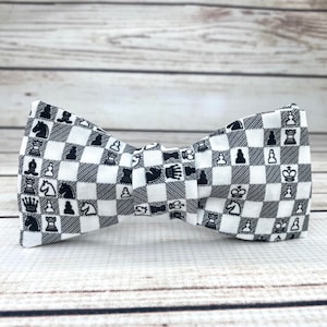 Chess bowtie, Chess board, necktie, chess gift, chess pieces, chess accessories, chess game, game board bow tie