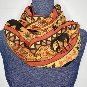 Africa scarf, Saharan African elephant gift, Giraffe Rhinoceros silhouette, African gift, African scarf, safari, chiffon infinity scarf