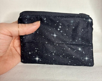 Space zipper pouch, stars coin purse, stars zipper pouch, universe accessory, change purse, astronaut gift, teacher gift, astronomy bag