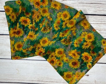 Sunflower scarf, Van Gogh sunflowers, Vincent van Gogh, Art teacher gift, Sunflower gift, Chiffon scarf, Art Scarf, painting scarf